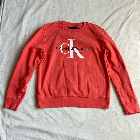 Calvin Klein Coral/Orange Sweatshirt Crew neck - Picture 1 of 4